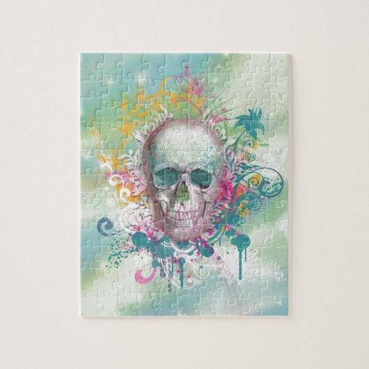 カッコいいスカル(ばちゃばちゃ)跳ねるはヴィンテージフローラ枠を旋回する ジグソーパズル (縦)
