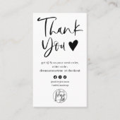 カッコいいスクリプト白黒のロ感謝していゴ順序 名刺 (正面)