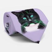 カッコいいターコイズ猫 ネクタイ (ロール)