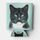 カッコいいターコイズ猫 缶クーラー (正面)