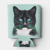 カッコいいターコイズ猫 缶クーラー (裏面)