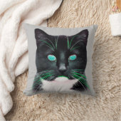 カッコいいターコイズ目猫両面 クッション (ブランケット)