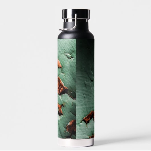 カッコいいターコイズ茶色の錆びた金属あなたの名前 ウォーターボトル (右面)