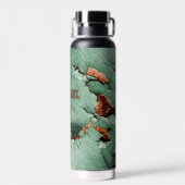 カッコいいターコイズ茶色の錆びた金属あなたの名前 ウォーターボトル (背面)