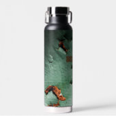 カッコいいターコイズ茶色の錆びた金属あなたの名前 ウォーターボトル (正面)