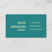 カッコいいティール（緑がかった色）レトロヴィンテージ理容師ショップ 名刺 (裏面)