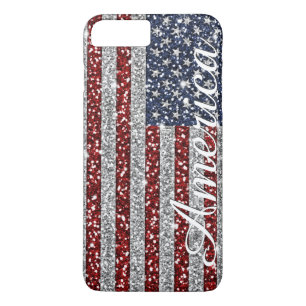 カッコいいトレンディーアメリカ国旗輝くグリッター iPhone 8 PLUS/7 PLUSケース