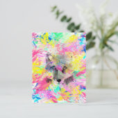 カッコいいトレンディーカラフル鮮やかfox抽象芸術絵を描 ポストカード (スタンド正面)