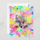 カッコいいトレンディーカラフル鮮やかfox抽象芸術絵を描 ポストカード (正面/裏面)