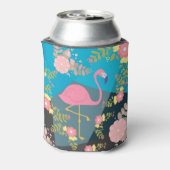 カッコいいトレンディーシックかわいいピンクガーリーフローラフラミンゴ 缶クーラー (缶裏面)