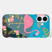 カッコいいトレンディーシックかわいいピンクガーリーフローラフラミンゴ Case-Mate iPhoneケース (裏面 (横))