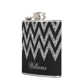 カッコいいトレンディージグザグ銀のフェイクグリッター フラスク (左)