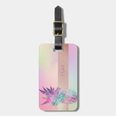 カッコいいトレンディーストライプの、パイナップルホログラフィック ラゲッジタグ (正面縦)