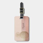 カッコいいトレンディーストライプの、金ゴールド ラゲッジタグ (正面縦)