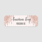 カッコいいトレンディーピンクグリッター 名札 (正面)