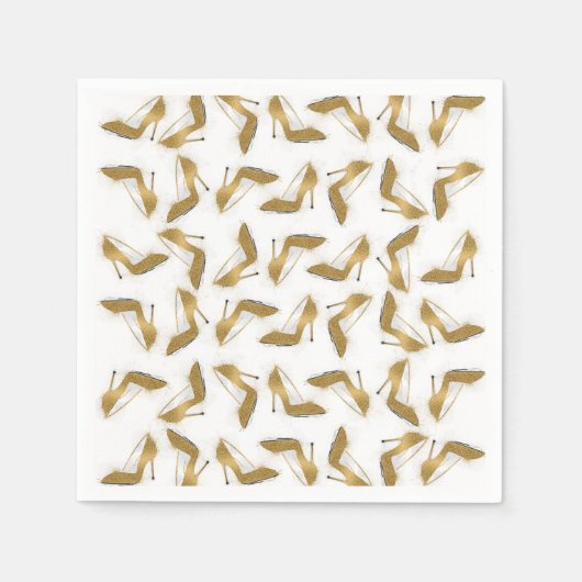 カッコいいトレンディーフェイク金ゴールドグリッターハイヒール靴 スタンダードカクテルナプキン (正面)