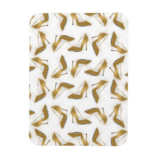 カッコいいトレンディーフェイク金ゴールドグリッターハイヒール靴 マグネット (縦)