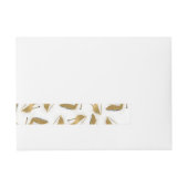 カッコいいトレンディーフェイク金ゴールドグリッターハイヒール靴 ラップアラウンド宛名ラベル (正面)