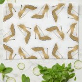 カッコいいトレンディーフェイク金ゴールドグリッター キッチンタオル (折り畳み)