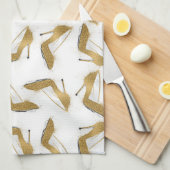 カッコいいトレンディーフェイク金ゴールドグリッター キッチンタオル (四つ折り)