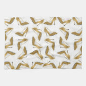 カッコいいトレンディーフェイク金ゴールドグリッター キッチンタオル (横)