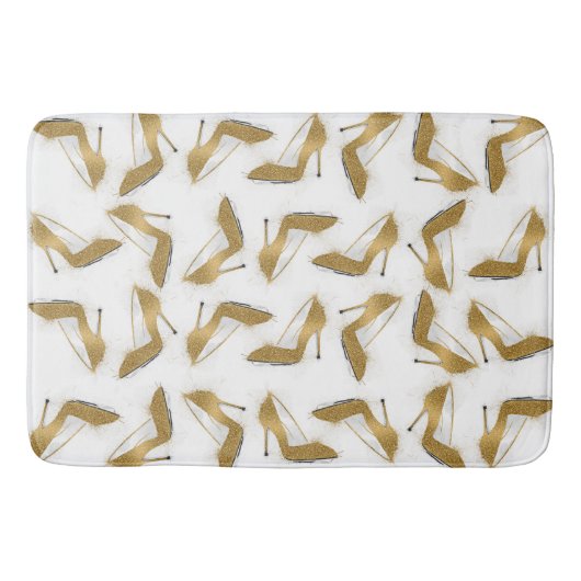 カッコいいトレンディーフェイク金ゴールドグリッター バスマット (正面)