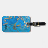 カッコいいトレンディーブルーマーブル ラゲッジタグ (正面横)