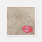 カッコいいトレンディーヴィンテージの水色の唇(ばちゃばちゃ)跳ねる スタンダードカクテルナプキン (正面)