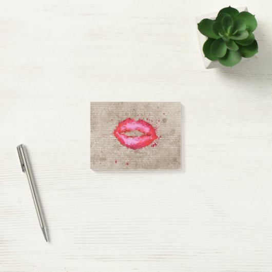 カッコいいトレンディーヴィンテージの水色の唇(ばちゃばちゃ)跳ねる ポストイット (オフィス)