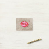 カッコいいトレンディーヴィンテージの水色の唇（ばちゃばちゃ）跳ねる ポストイット (デスク上)