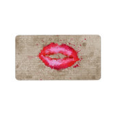 カッコいいトレンディーヴィンテージの水色の唇（ばちゃばちゃ）跳ねる ラベル (正面)