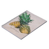 カッコいいトレンディー熱帯ビーチパイナップルパーソナライズされたー ノートブック (左側)