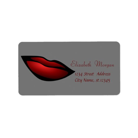 カッコいいトレンディー赤い唇、グレー ラベル (正面)