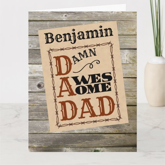 カッコいいパパのためのカスタムネームカード（西部劇風） カード (正面)
