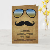 カッコいいパパサングラス/口ひげグリーティングカード カード (黄色い花)