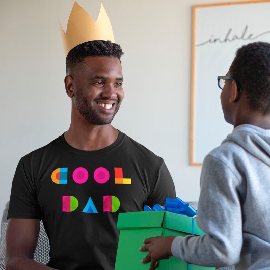 カッコいいパパ幾何カラフルタイポグラフィブラック Tシャツ