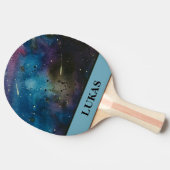 カッコいいパーソナライズされた銀河系水色外空間 卓球ラケット (横)