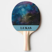 カッコいいパーソナライズされた銀河系水色外空間 卓球ラケット (正面)