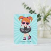 カッコいいヒップホップツツラップのガールバースデーパーティー ポストカード (スタンド正面)