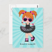 カッコいいヒップホップツツラップのガールバースデーパーティー ポストカード (正面/裏面)