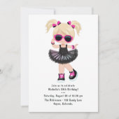 カッコいいヒップホップツツラップのガールバースデーパーティー 招待状 (正面)