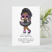 カッコいいヒップホップツツラップのガールバースデーパーティー 招待状 (スタンド正面)