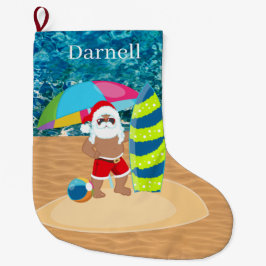 カッコいいビーチサンタアド名 ラージクリスマスストッキング