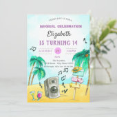 カッコいいビーチパーティー誕生日 招待状 (スタンド正面)