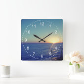 カッコいいビーチ スクエア壁時計 (ホーム)