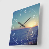 カッコいいビーチ スクエア壁時計 (傾斜)