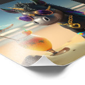 カッコいいビーチTシャツの黒ユニコーン フォトプリント            (角)