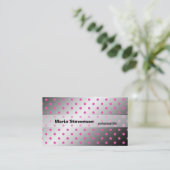 カッコいいピエレガントン輝くクとグレーの水玉模様 名刺 (スタンド正面)