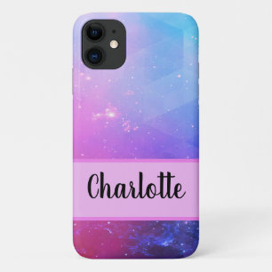 カッコいいピモダンンク&ブルー銀河系宇宙パーソナライズされた iPhone 11 ケース