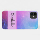 カッコいいピモダンンク&ブルー銀河系宇宙パーソナライズされた Case-Mate iPhoneケース (裏面(横))